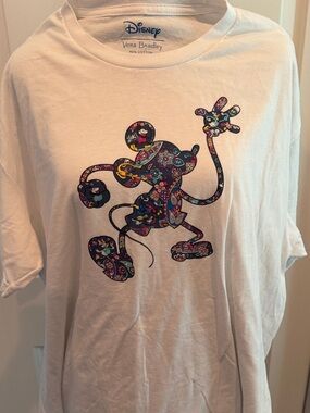 Vera Bradley White Kids Tee with Colorful Floral Mickey Silhouette